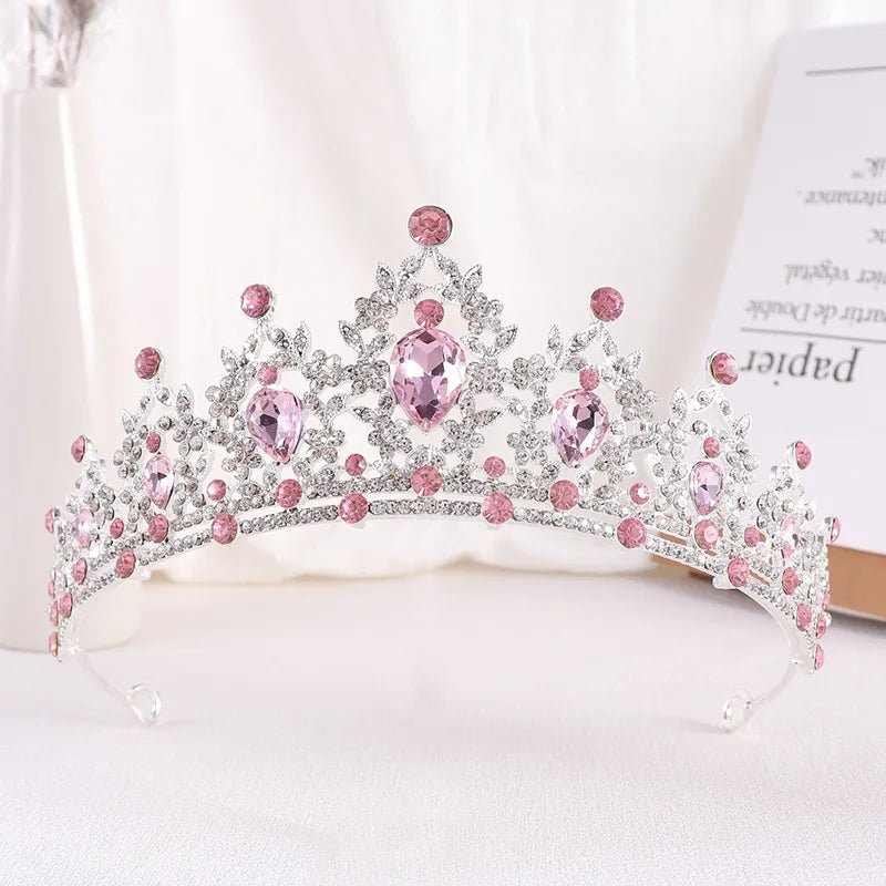 Trendy Crystal Rhinestone Tiaras Crown Wedding Hair Jewelry More Color Bridal Queen Princess Pageant Diadem Women Head Accessory - EUFASHIONBAGS