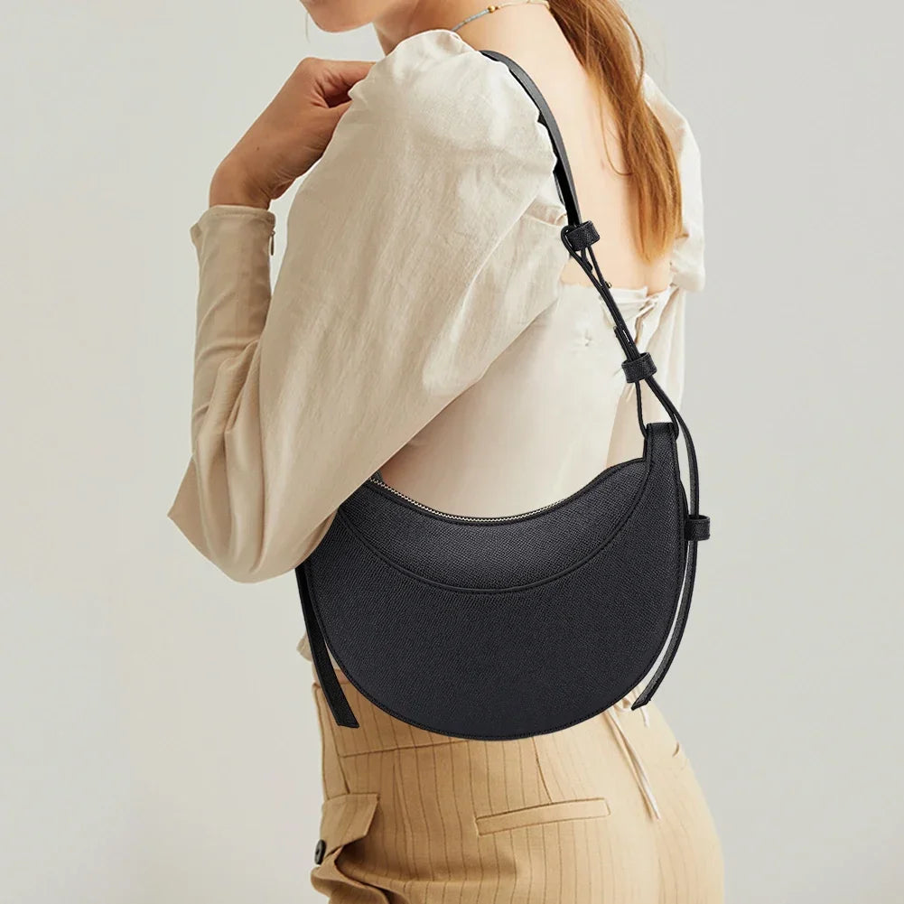 Women Tote Bags Casual Hobo Bag Large PU Half Moon Crescent Bag Saddle Shoulder Bag Commuting Bag