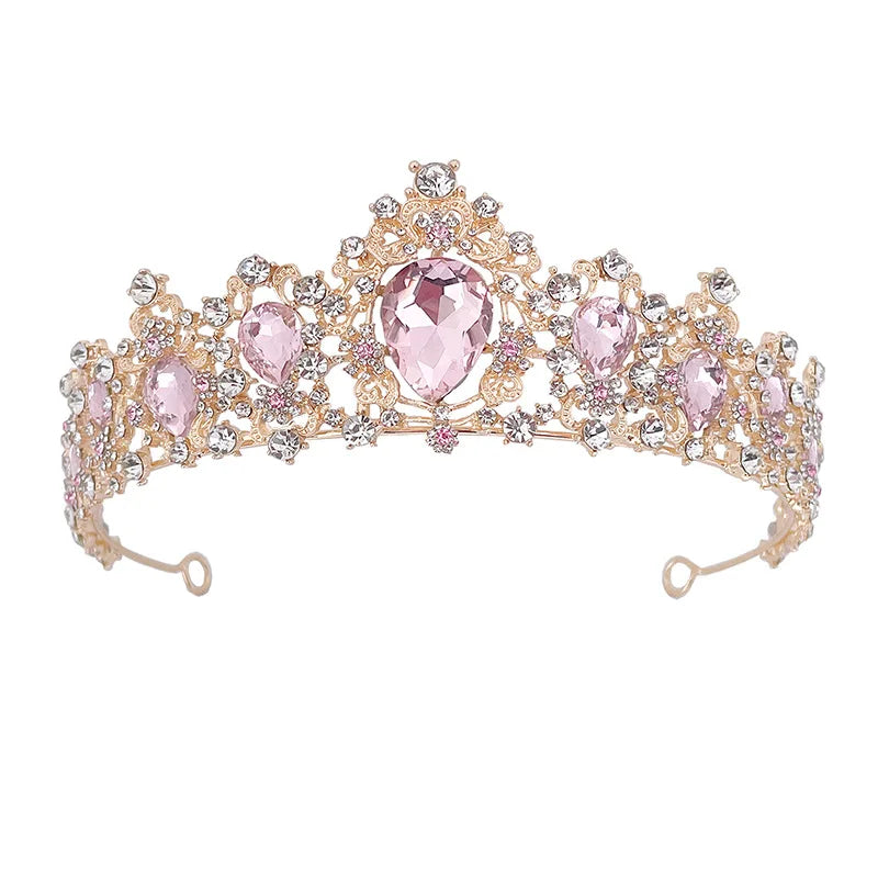 Baroque Luxury Purple Crystal Heart Bridal Tiaras Crown Rhinestone Pageant Diadema Collares Headpieces Wedding Hair Accessories