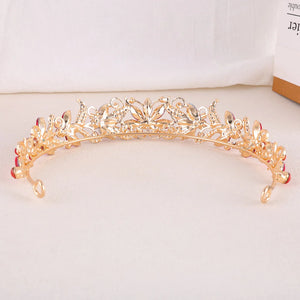 Baroque Opal Leaf Wedding Hair Tiara Crystal Bridal Tiara Crown Silver Color Diadem Veil Tiaras Bride Hair Accessories Headpiece