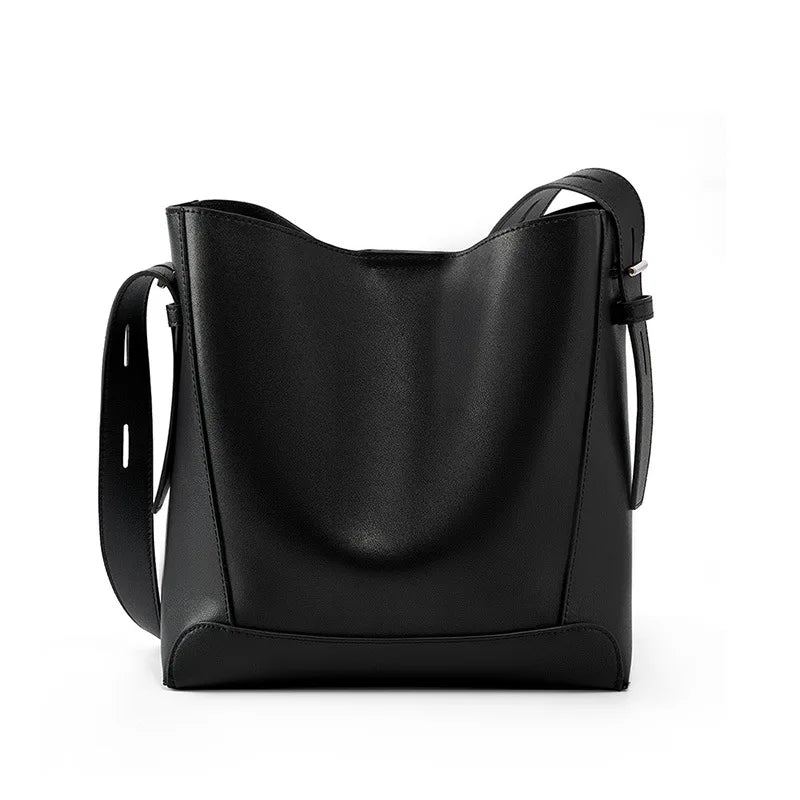 Genuine Leather Women's Bag Crossbody Bag One Shoulder Large Capacity Bucket Bag - EUFASHIONBAGS