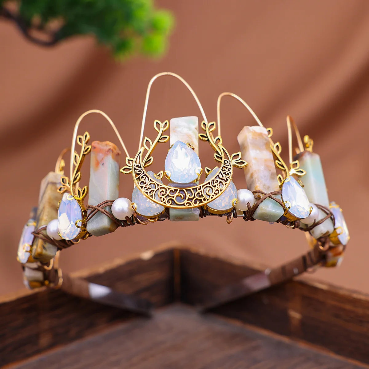 Raw crystal crown The sun goddess crystal Tiaras jewelry hair accessories Fairy headband photography props Elves Festivals gifts - EUFASHIONBAGS