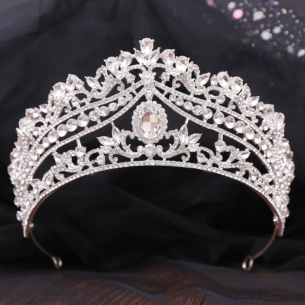 Luxury Red Crystal Wedding Crowns Green Tiaras Women Bridal Hair Jewelry Royal Queen Headdress Diadem Head Accessories - EUFASHIONBAGS