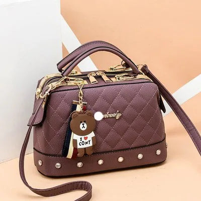 New Fashion Women's Bag Lingge Small Fragrance Handbag Boston Shoulder Bags - EUFASHIONBAGS