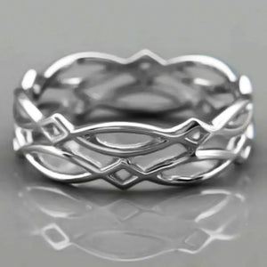 Hollow Band Silver Color Finger Ring for Women Daily Wear Statement Rings x05