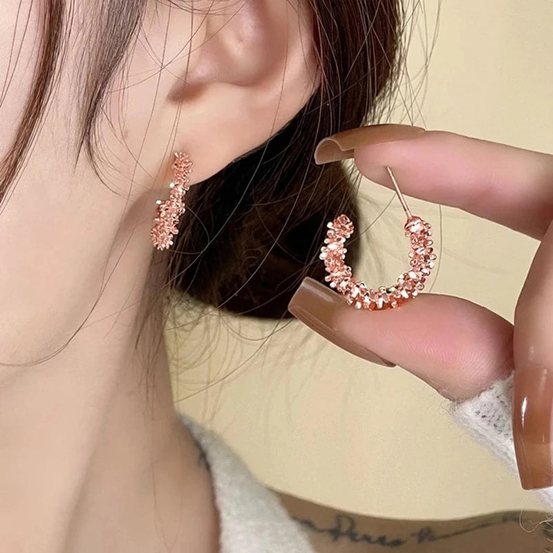 Fashion Metallic Style Loop Earrings Female Trendy Daily Accessories Pierced Ear-ring 4 Metal Colors Available Jewelry - EUFASHIONBAGS