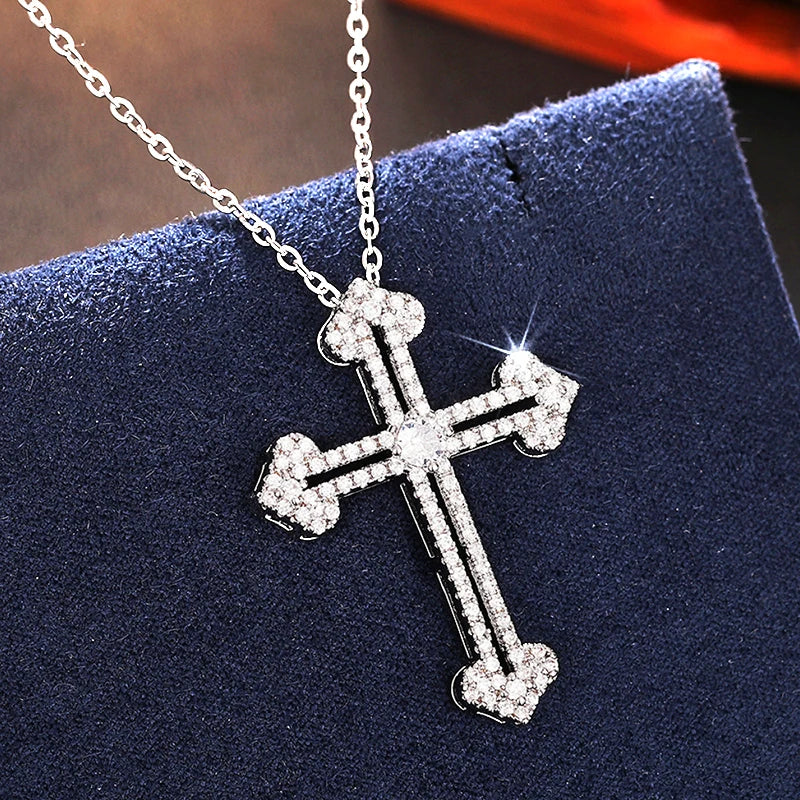 New Trendy Cross Pendant Necklace Women Daily Wear Statement Neck Accessories Gift Sparkling Cubic Zirconia Girls Jewelry - EUFASHIONBAGS