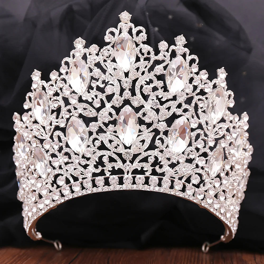 Luxury Big Forest Crystal Rhinestone Crown Baroque Vintage Wedding Tiaras Bridal Hair Accessories Crowns Party Wedding Headwear - EUFASHIONBAGS