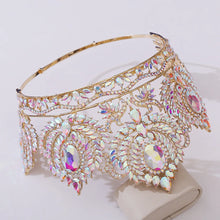 Cargar imagen en el visor de la galería, Royal King and Queen Crown Big Round Baroque Tiaras Luxury Rhinestone Headdress for Bride Wedding Hair Jewelry Princess Diadem