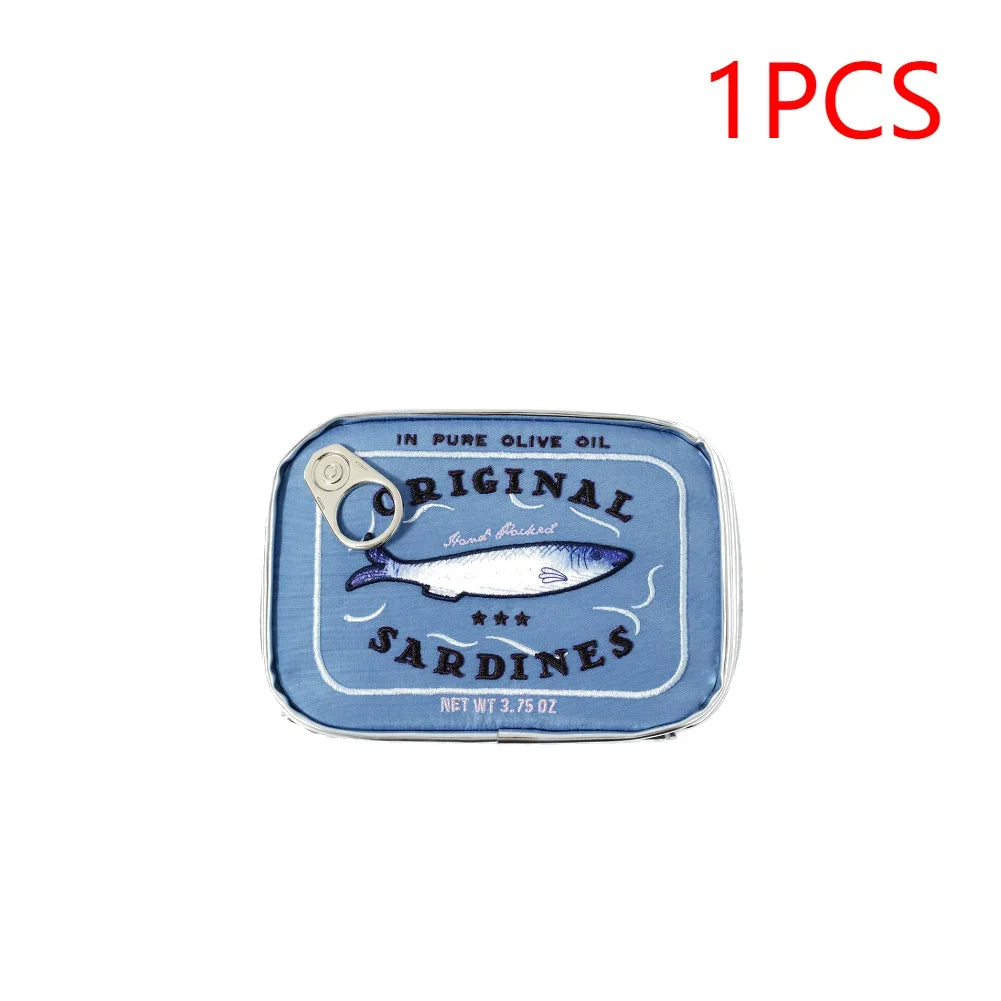 Canned Sardines Bath Women Travel Cosmetic Bag Cute Toiletry Bag Portable Zipper Soft Creative Makeup Bags Storage Case Weekend - EUFASHIONBAGS