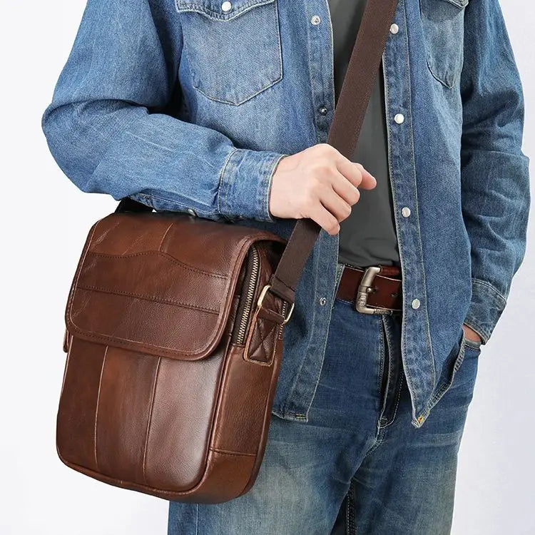 Designer Men's Shoulder Bag Husband Gift Messenger Bag Men Genuine Leather Cover Crossbody Bags for Men Leather Flap - EUFASHIONBAGS