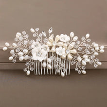 Cargar imagen en el visor de la galería, Crystal Pearl Flower Bridal Hair Comb Hairpin Headband Tiara For Women Bride Party Wedding Bridal Hair Accessories Jewelry Comb