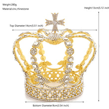 Cargar imagen en el visor de la galería, Lxury Pearl Queen King Tiaras and Crowns Men/Women Pageant Prom Royal Diadem Hair Ornaments Wedding Hair Jewelry Accessories