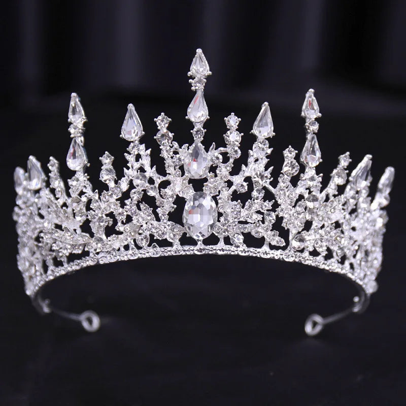 Diverse Silver Color Crystal Pearls Bridal Tiaras Crown Rhinestone Pageant Diadema Collares CZ Headband Wedding Hair Accessories - EUFASHIONBAGS