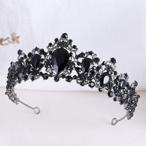 Exquisite Black Crystal Crown for Women Tiaras Headdress Prom Diadem Royal Queen Princess Bridal Crowns for Wedding Hair Jewelry