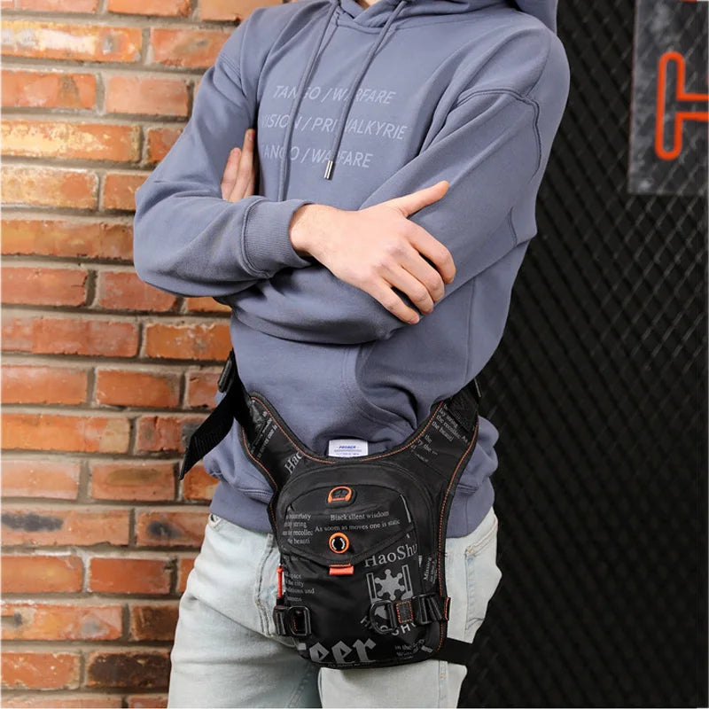 Men Waterproof Nylon Drop Leg Bags Thigh Hip Bum Belt Bag Waist Fanny Pack Boys Travel Riding Motorcycle Crossbody Shoulder Bags - EUFASHIONBAGS