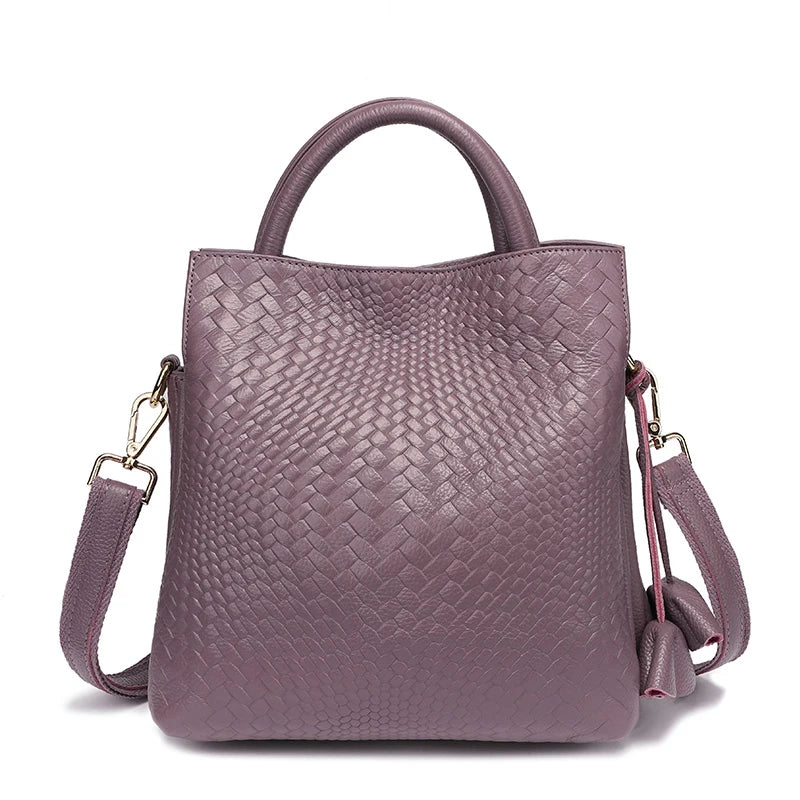 New women's handbag, large capacity woven texture bucket bag, multiple colors - EUFASHIONBAGS