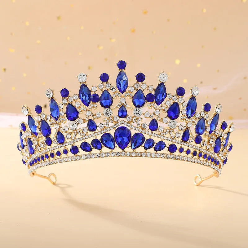 Fashion Gold Color Purple Lilac Pink Crystal Rhinestone Tiara Crowns Queen King Princess Wedding Hair Accessories Bridal Diadems - EUFASHIONBAGS