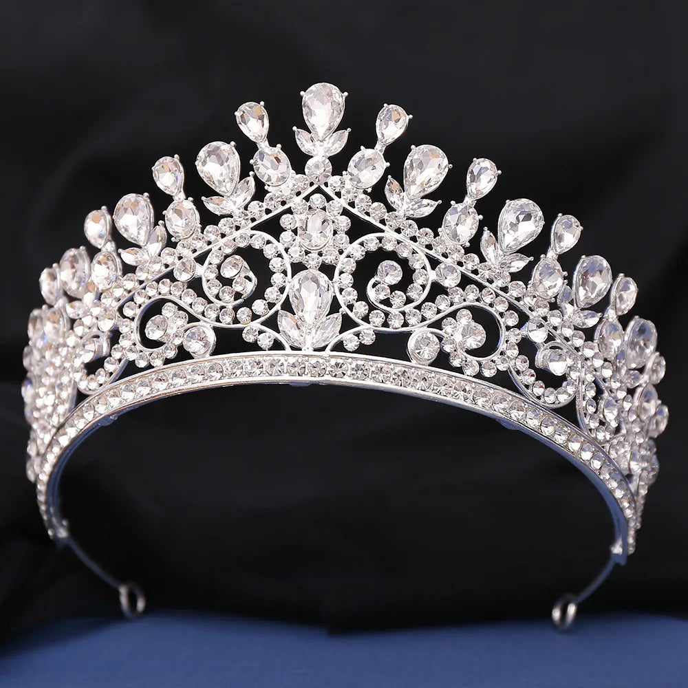 Royal Queen AB Color Crystal Wedding Crown Diadem Banquet Tiaras for Party Pageant Bridal Crown Hair Jewelry Wedding Accessories - EUFASHIONBAGS