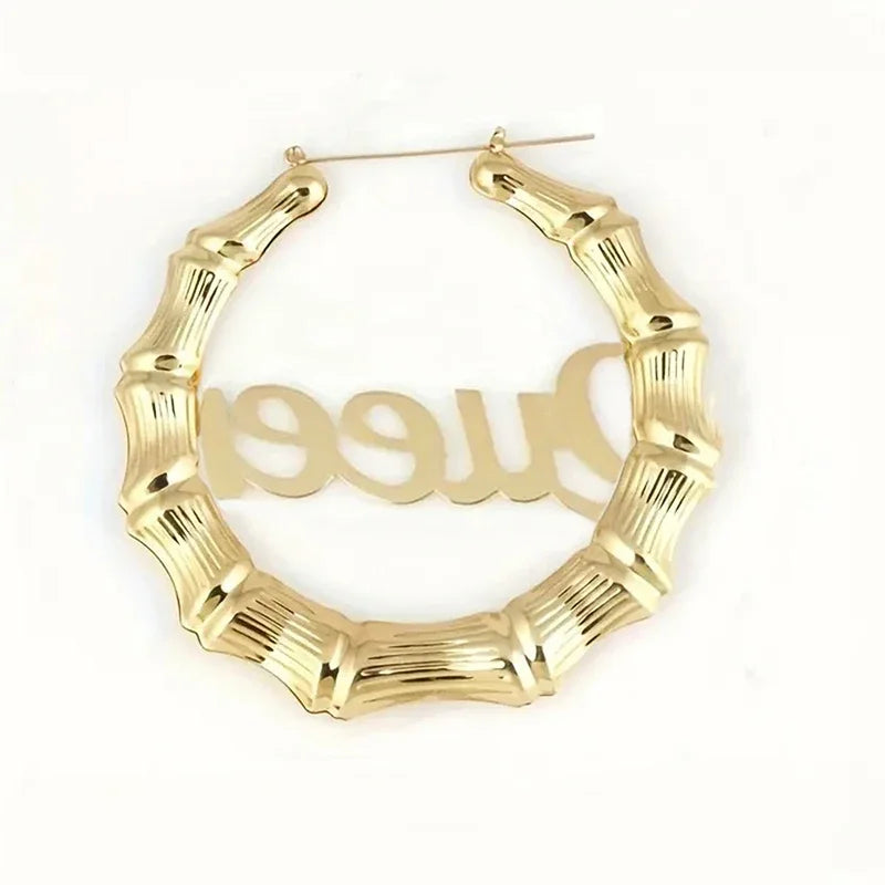 Hyperbole Queen Big Hoop Earrings for Women Hip Hop Rock Girl Personality Earrings Y2K Accessories Cocktail Party Jewelry - EUFASHIONBAGS