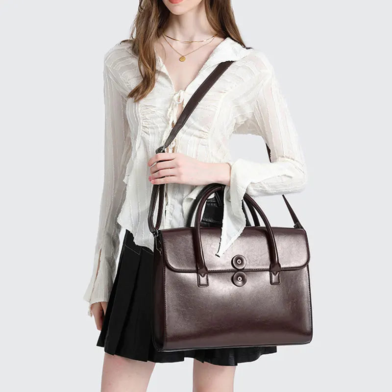 Cowhide Women's Tote Bag Fashion Luxury Business Computer Bag Genuine Leather Women Crossbody Shoulder Bags Student Schoolbag