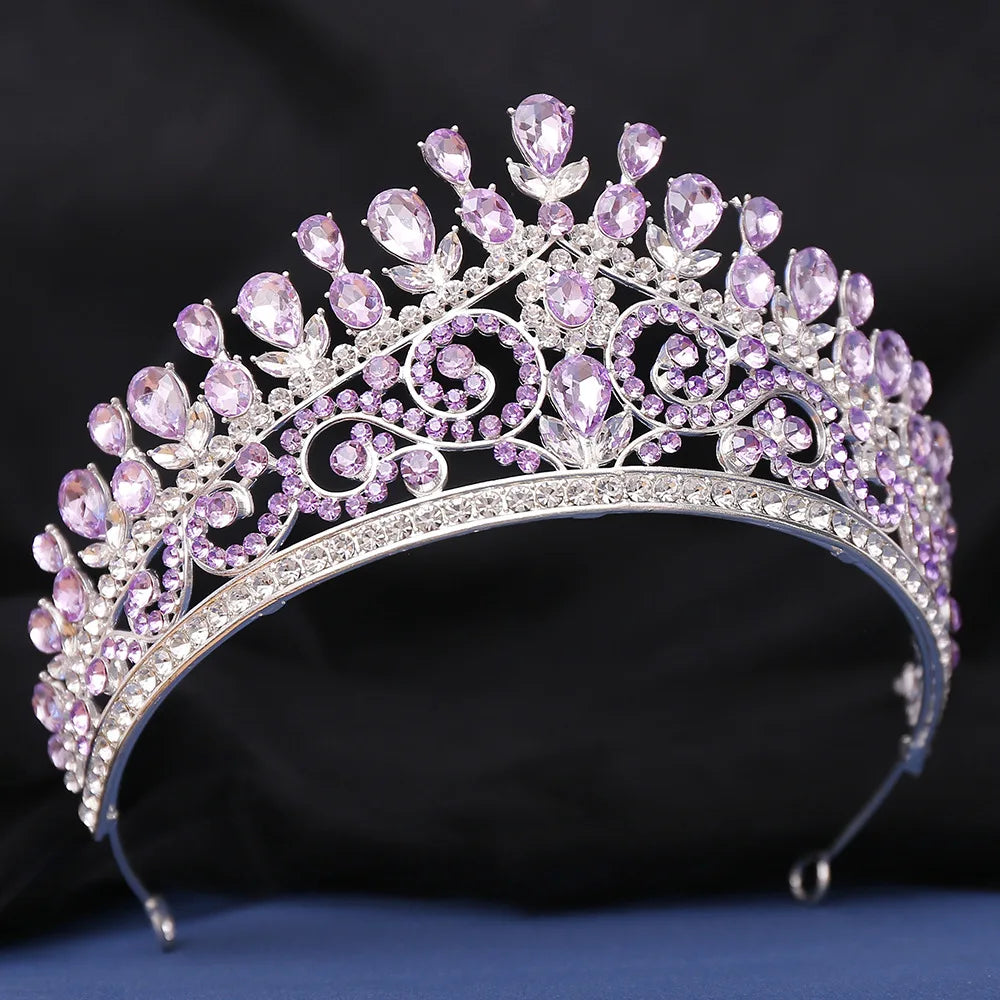 Royal Queen AB Color Crystal Wedding Crown Diadem Banquet Tiaras for Party Pageant Bridal Crown Hair Jewelry Wedding Accessories - EUFASHIONBAGS