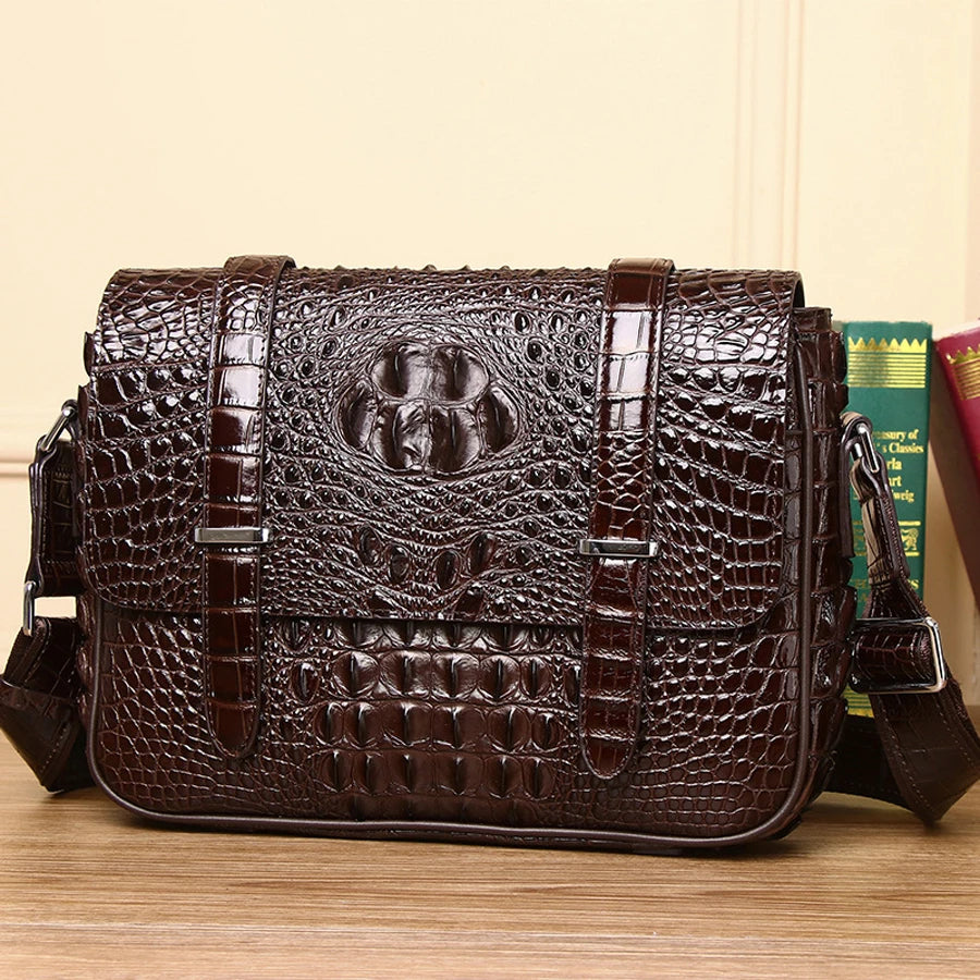 Genuine Leather Alligator Handbag Large Capacity Men's Briefcase Business Computer Bag Fashion Men's Bag - EUFASHIONBAGS