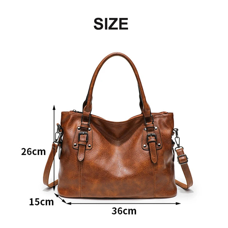 Retro Style Women's Shoulder Bag Large PU Leather Women Underarm Crossbody Bags European American Fashion Handbag