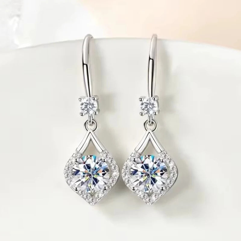 Dop Earrings for Women Brilliant Cubic Zirconia Pendant Neck Accessories Trendy Wedding Promise Charms Jewelry