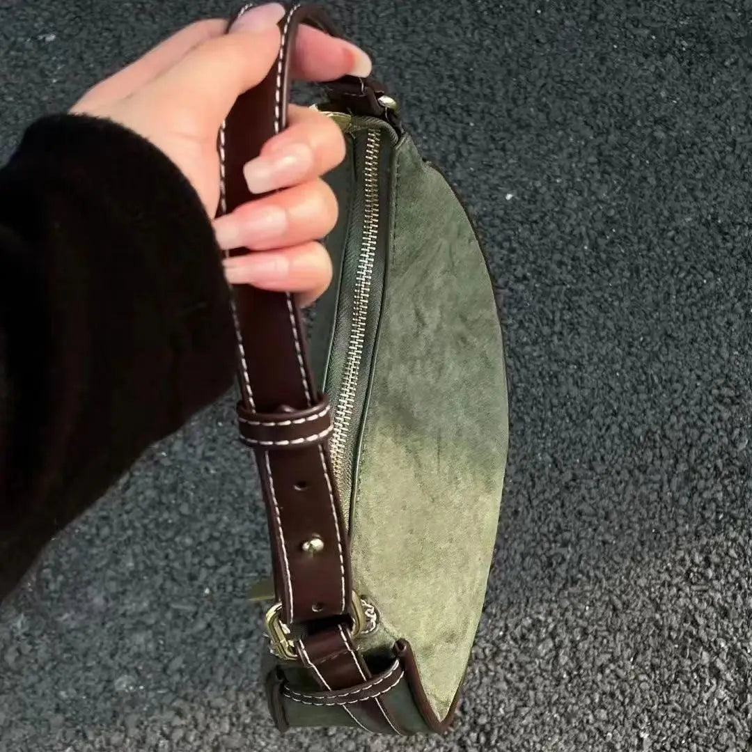 Casual Green Underarm Bag Women New Vintage Hot Girls Leather Solid Shoulder Bag Retro Elegant Y2k Handbag Purse - EUFASHIONBAGS