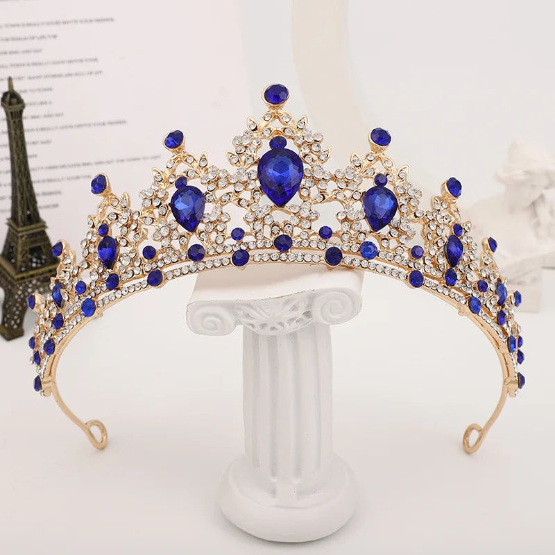 Trendy Crystal Rhinestone Tiaras Crown Wedding Hair Jewelry More Color Bridal Queen Princess Pageant Diadem Women Head Accessory - EUFASHIONBAGS