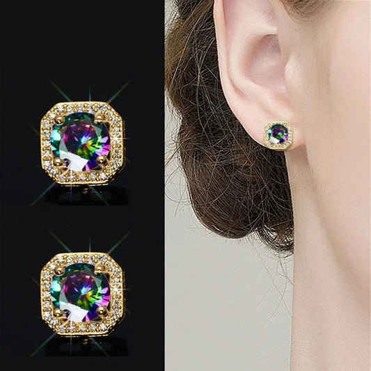 Dazzling Stud Earrings Simple Stylish Ear Piercing Accessories with Shiny Cubic Zirconia Exquisite Women Wedding Jewelry - EUFASHIONBAGS