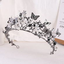 Cargar imagen en el visor de la galería, Black Bridal Crown Baroque Pearl Rhinestone Crowns Tiara Butterfly Hairband Wedding Hair Accessories Princess Crown Bride Tiaras