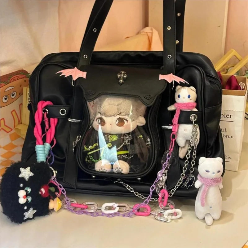 Black Ita Bags Backpack Women Sweet Cool Transparent Large Handbag Japanese Y2k Backpacks Chic - EUFASHIONBAGS