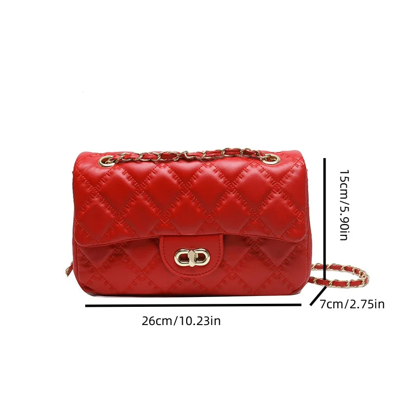 Women's New Spring And Summer Women's Bag Small Fragrant Wind Ring-grid Chain Bag Senior Sense Ladies Purple Crossbody Bag