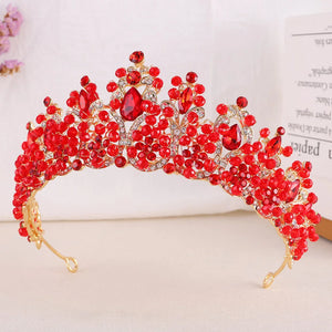 Baroque Luxury Purple Crystal Beads Bridal Tiara Cubic Zircon Crown Rhinestone Pageant Diadem Headpiece Wedding Hair Accessories