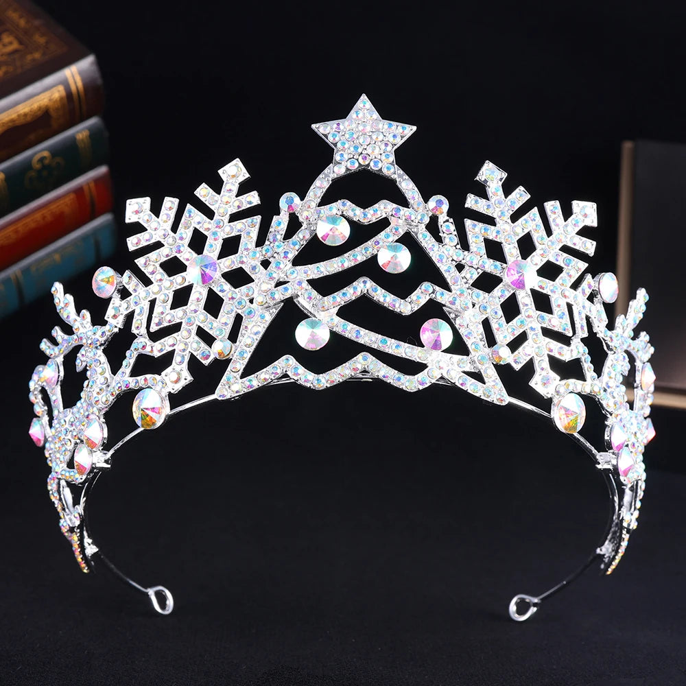 Baroque Vintage Star Crystal Crowns for Women Girl Tiaras Rhinestone Diadem Headband Halloween Carnival Party Hair Dress Jewelry - EUFASHIONBAGS