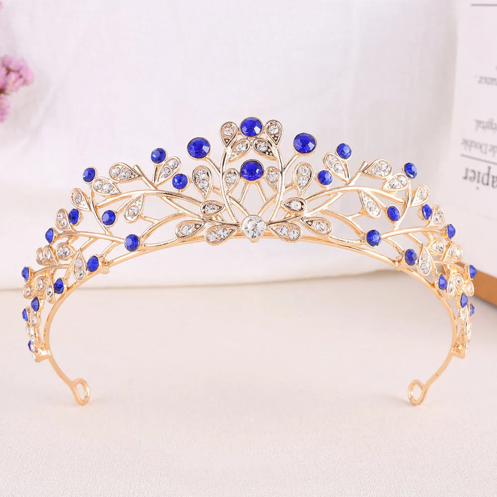 Classic Baroque AB Color Crystal Crown for Women Elegant Delicate Alloy Tiara Hair Band Banquet Party Princess Headdress Jewelry - EUFASHIONBAGS