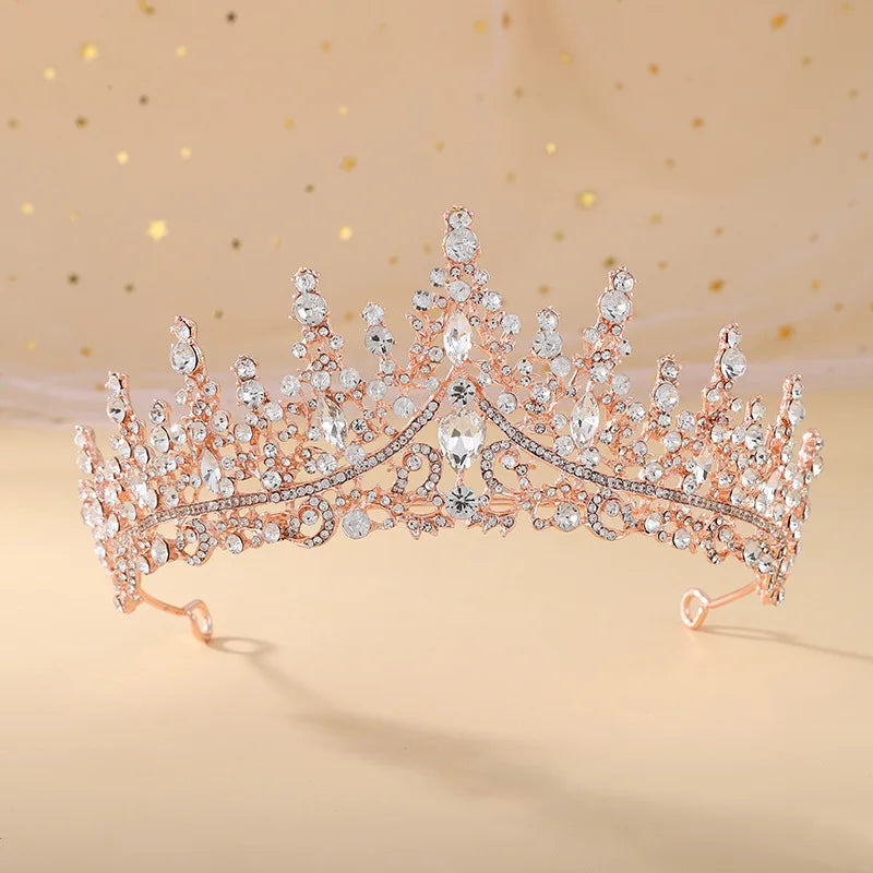 Baroque Princess Queen Opal Crystal Bridal Tiaras Crowns Luxury Elegant Headwear Diadem Wedding Hair Dress Jewelry Accessories - EUFASHIONBAGS