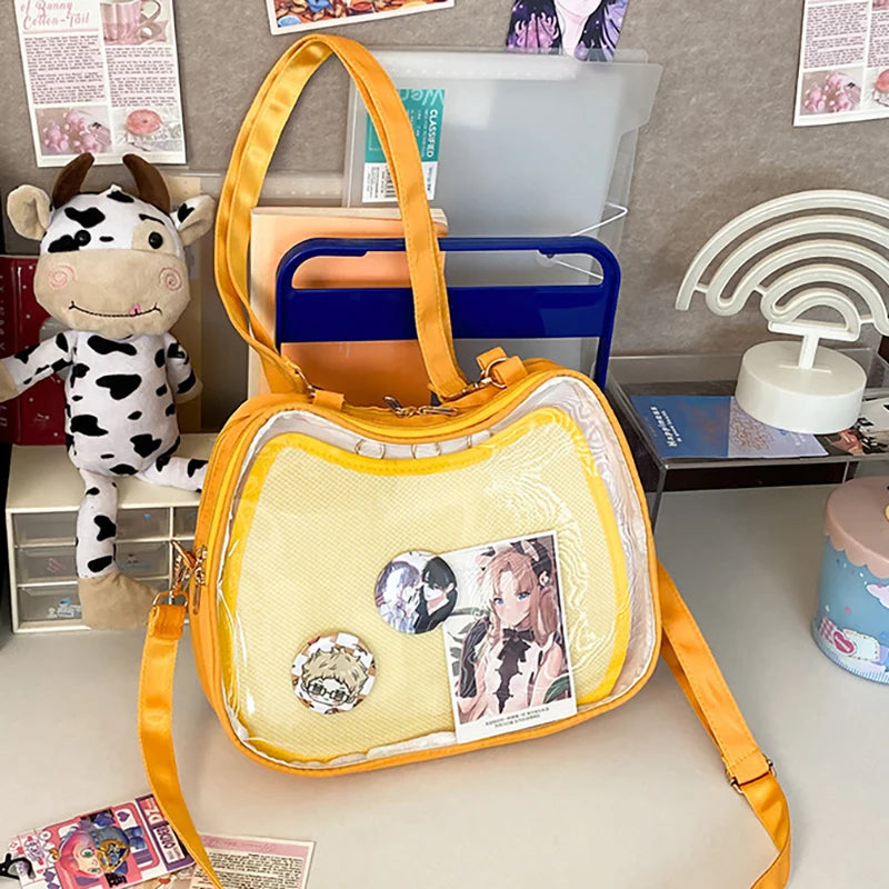 Kawaii Women Ita Bags Aesthetic New Designer Cat Shaped Crossbody Shoulder Bolsa Y2K Harajuku Lolita DIY Badge Bolso Mujer - EUFASHIONBAGS