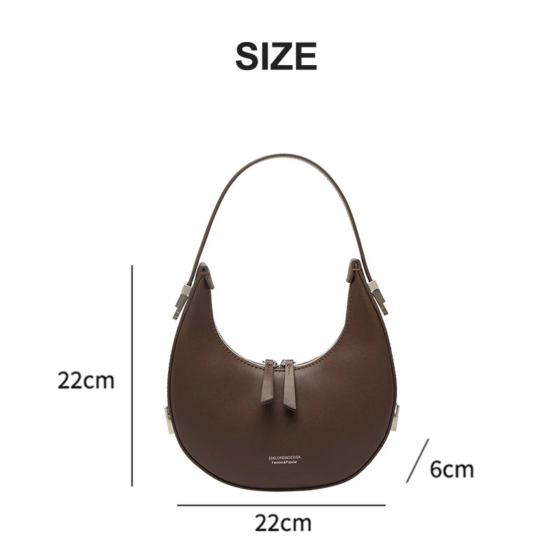 Genuine Leather Women's Bags New Fashion Half Moon Designer Luxury Shoulder Bag High Quality Cowhide Female Handbags