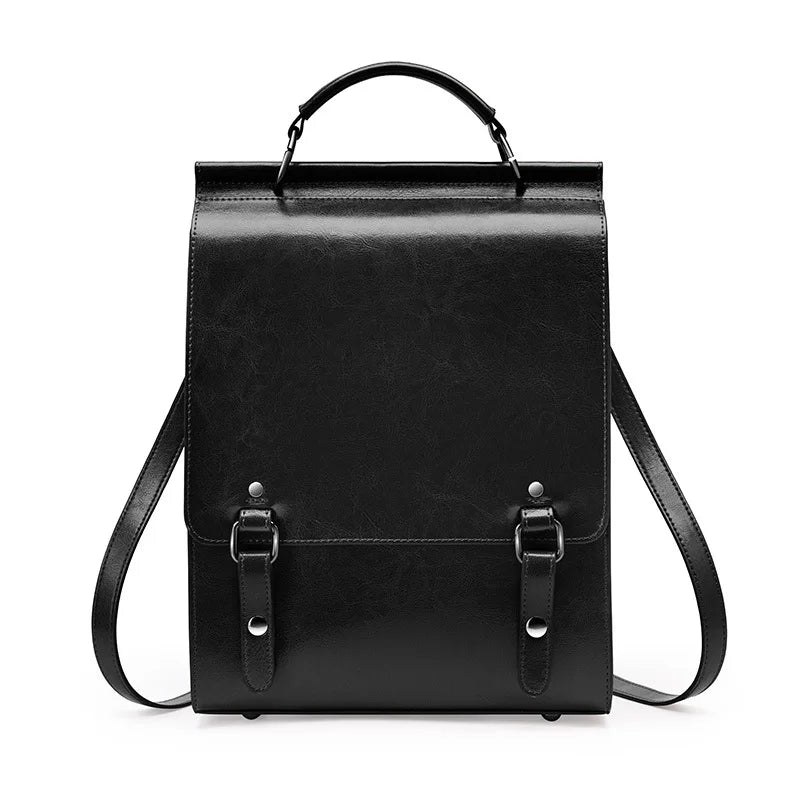 Genuine Leather Women Backpack Vintage College Style Student Back to School Bag Cowhide Women's Bag Girl's Computer Backpacks