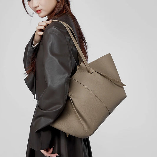 Genuine Leather Women's Tote Bag Luxury Designer Shoulder Bag Large High Quality Cowhide Women Handbags