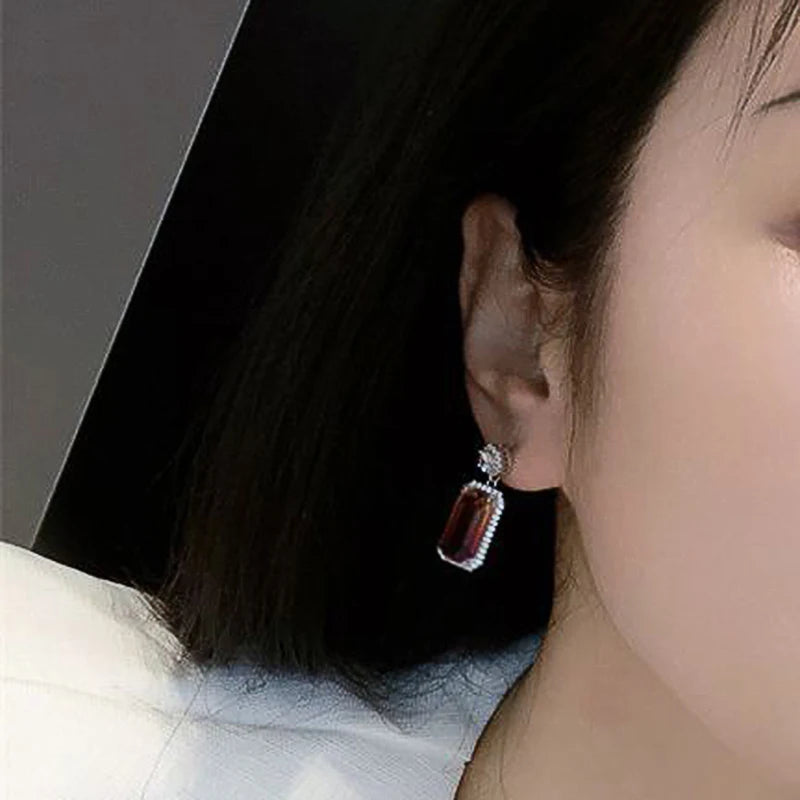 Gradient Zirconia Rainbow Stone Pendant Earrings Delicate Luxury Jewelry for Anniversary Party Chic Exquisite Accessories - EUFASHIONBAGS