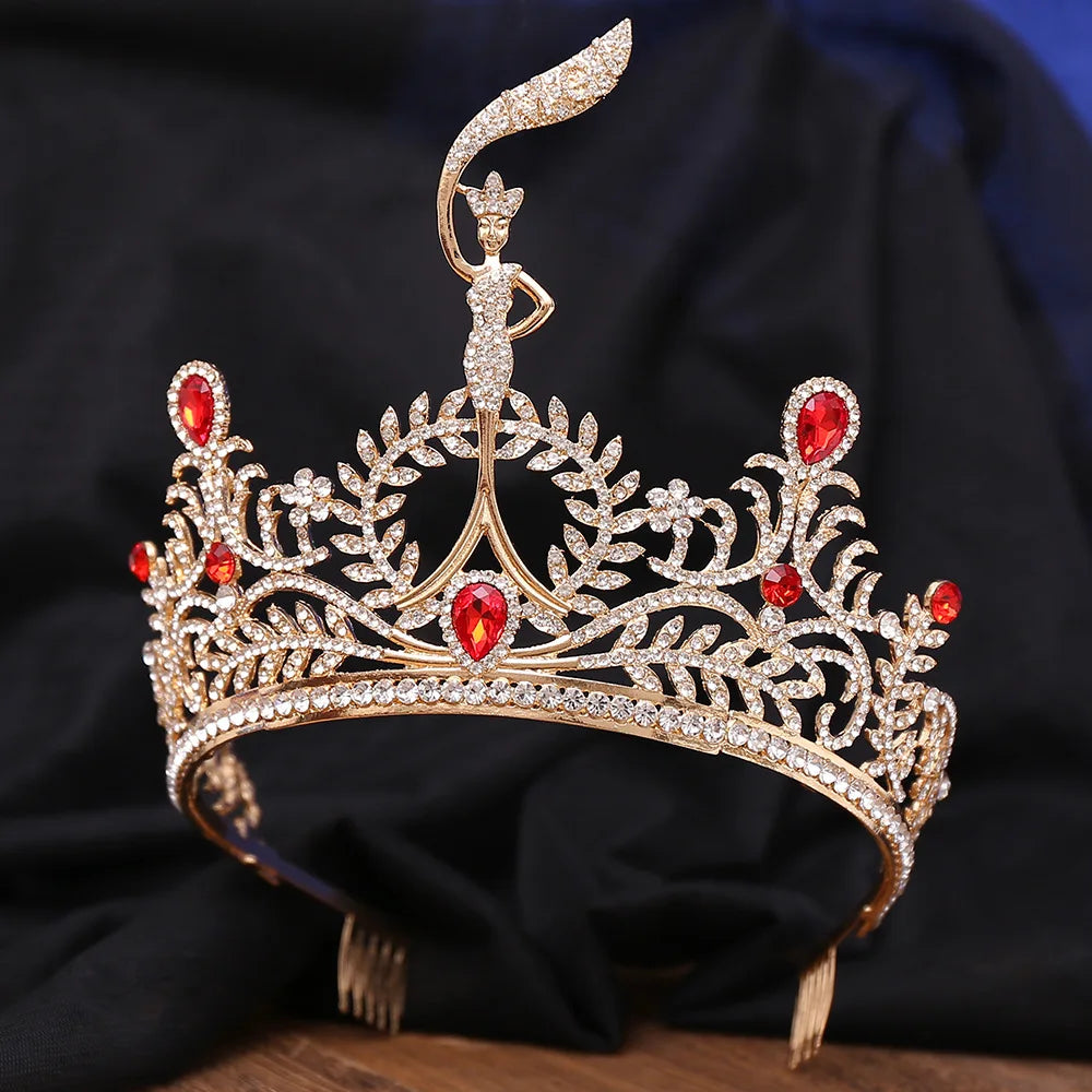 Miss Grand International Rhinestone Wedding Crown Women Crystal Banquet Tiaras With Combs Party Costume Hair Jewelry Accessories - EUFASHIONBAGS