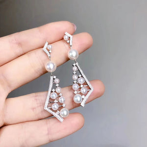 Geometric Simulated Pearl Earrings for Women Modern Fashion Exquisite Female Accessories Wedding Party Statement Jewelry