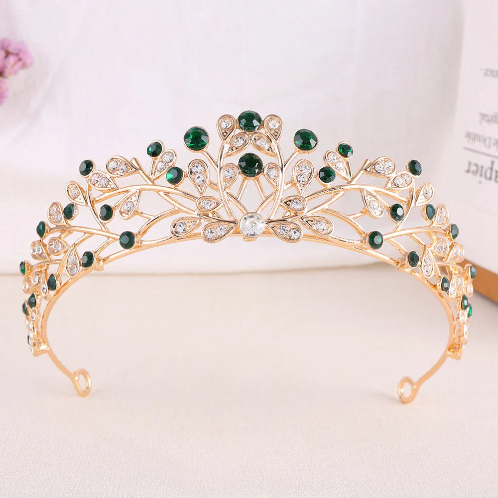 Classic Baroque AB Color Crystal Crown for Women Elegant Delicate Alloy Tiara Hair Band Banquet Party Princess Headdress Jewelry - EUFASHIONBAGS