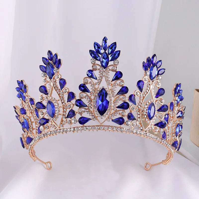 Gold AB Color Rhinestone Wedding Crown Crystal Bridal Hair Accessories Women Tiaras Baroque Headband Bride Queen Diadem Headwear - EUFASHIONBAGS