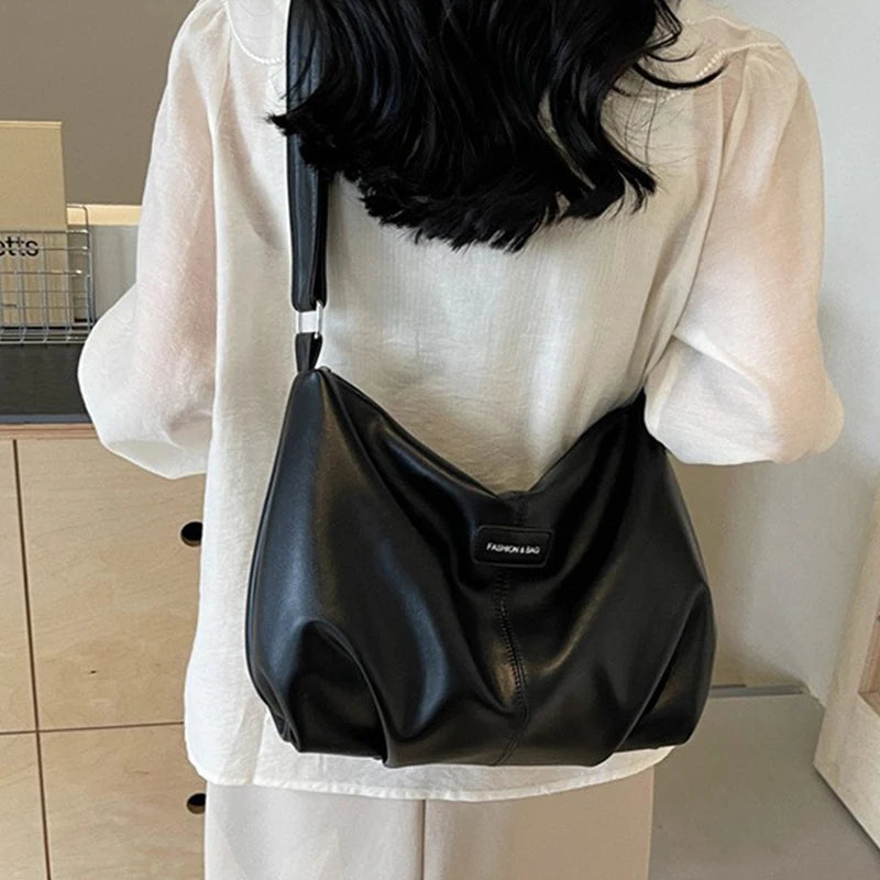 Women's Tote Bag Large Fashion Shoulder Bag Soft PU Leather Crossbody Bags Solid Color Casual Girls Handbags