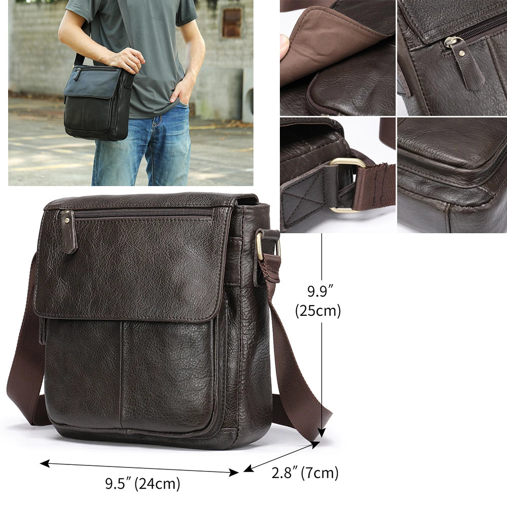 Men Shoulder Bag High Quality Male Bag Cowhide Leather Crossbody Bags Capacity Men Messenger Tote Bags - EUFASHIONBAGS